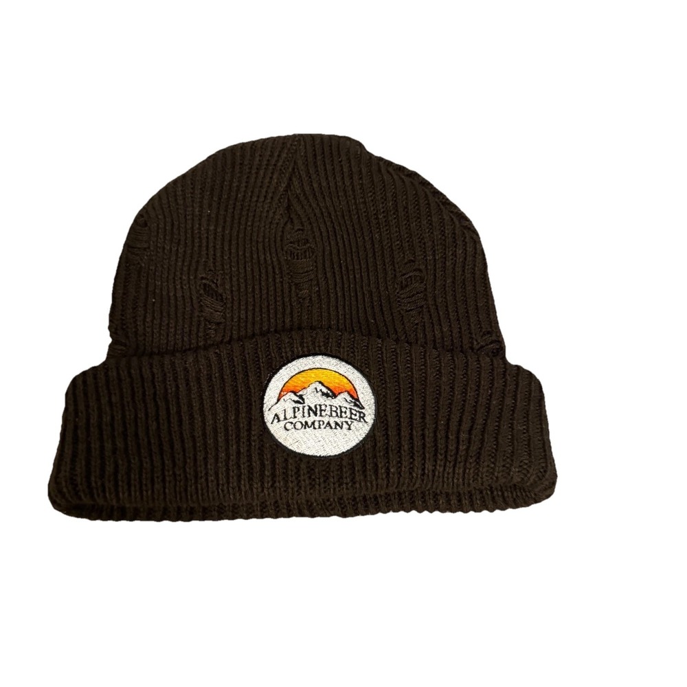 Alpinereer Company Brown Men One Size Ribbed Knit With Cuffed Brim Head Winter